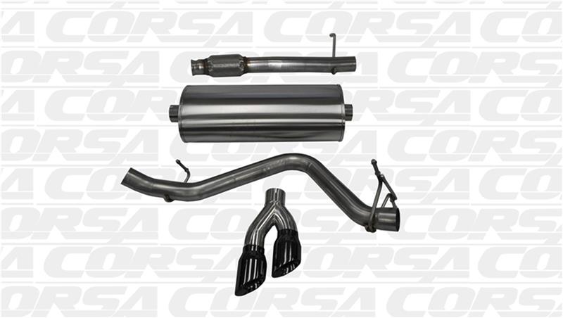 CORSA Performance Corsa 14-19 GMC Sierra/Chevy Silv 1500 Reg. Cab/Long Bed 5.3L V8 Black Sport Single Side CB Exhaust