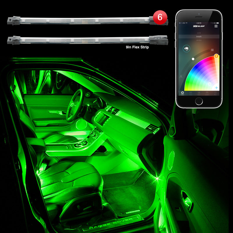 XKGLOW XK Glow Flex Strip Million Color XCHROME Smartphone App Controlled Undercar Kit 6x10In