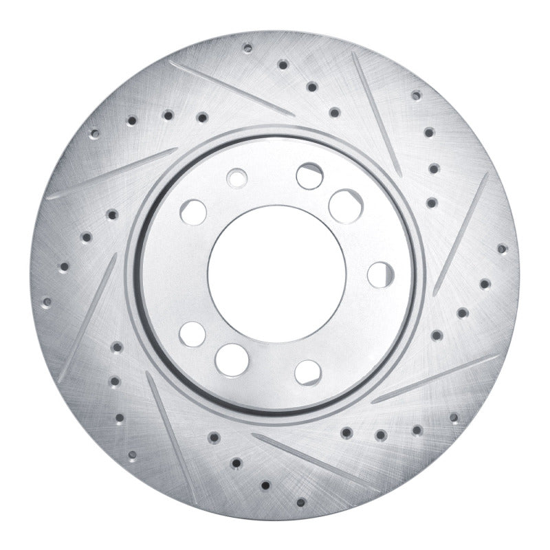 R1 Concepts R1 1991-1993 BMW M5 Front Right Drilled & Slotted Silver Brake Rotor