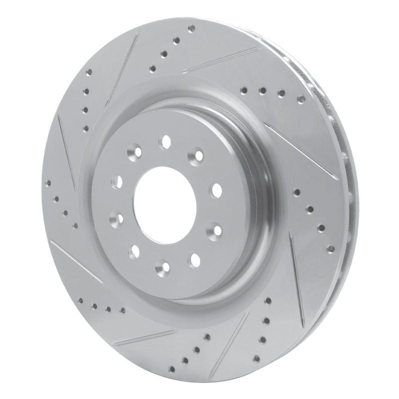 R1 Concepts R1 00-06 Jaguar XJR Front Left Drilled & Slotted Silver Brake Rotor