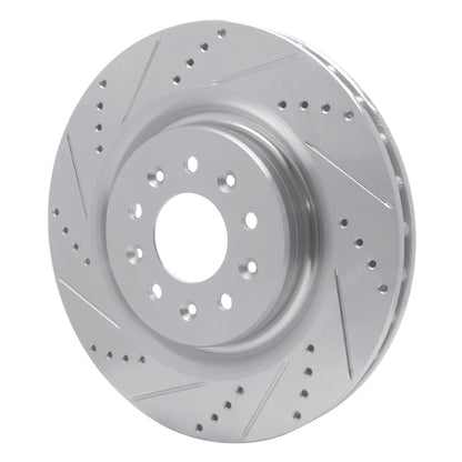 R1 Concepts R1 00-06 Jaguar XJR Front Left Drilled & Slotted Silver Brake Rotor