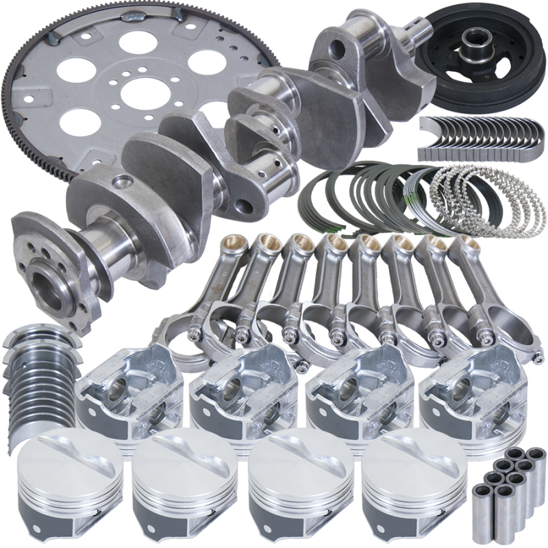 Eagle Chevy 350 2Pc 3.750in Crank 5.700in I-Beam Rods 4.000in Pistons 168 Tooth FP Balanced Assembly