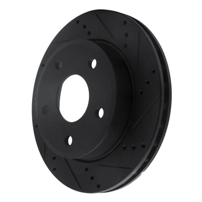R1 Concepts R1 05-11 Dodge Dakota RWD Front Right Drilled & Slotted Black Brake Rotor