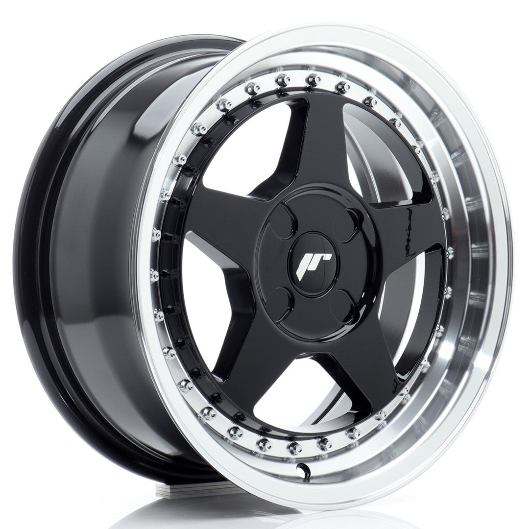 JR Wheels JR616704X2067GBL1 - JR6 16x7 ET20-35 4H BLANK Gloss Black w/ Machined Lip
