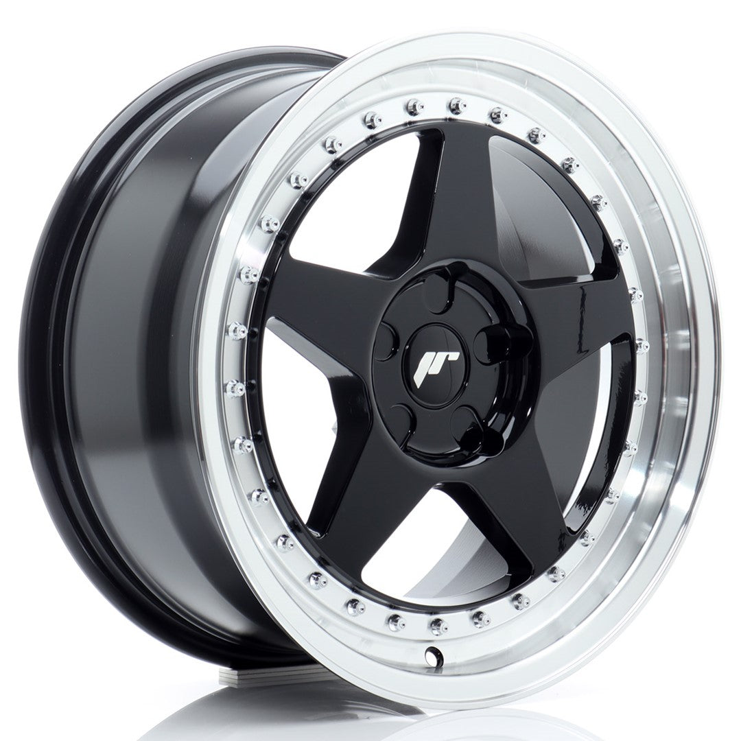 JR Wheels JR617805X2072GBL1 - JR6 17x8 ET20-35 5H BLANK Gloss Black w/ Machined Lip