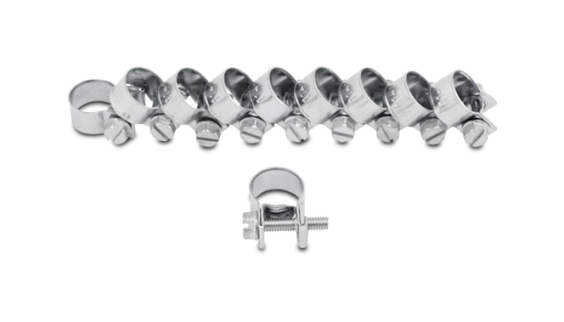 Vibrant Fuel Injector Style Mini Hose Clamps 12-14mm clamping range Pk of 10 Zinc Plated Mild Steel