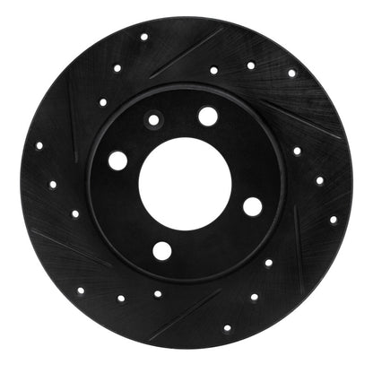 R1 Concepts R1 73-05 Audi Fox Front Left Drilled & Slotted Black Brake Rotor