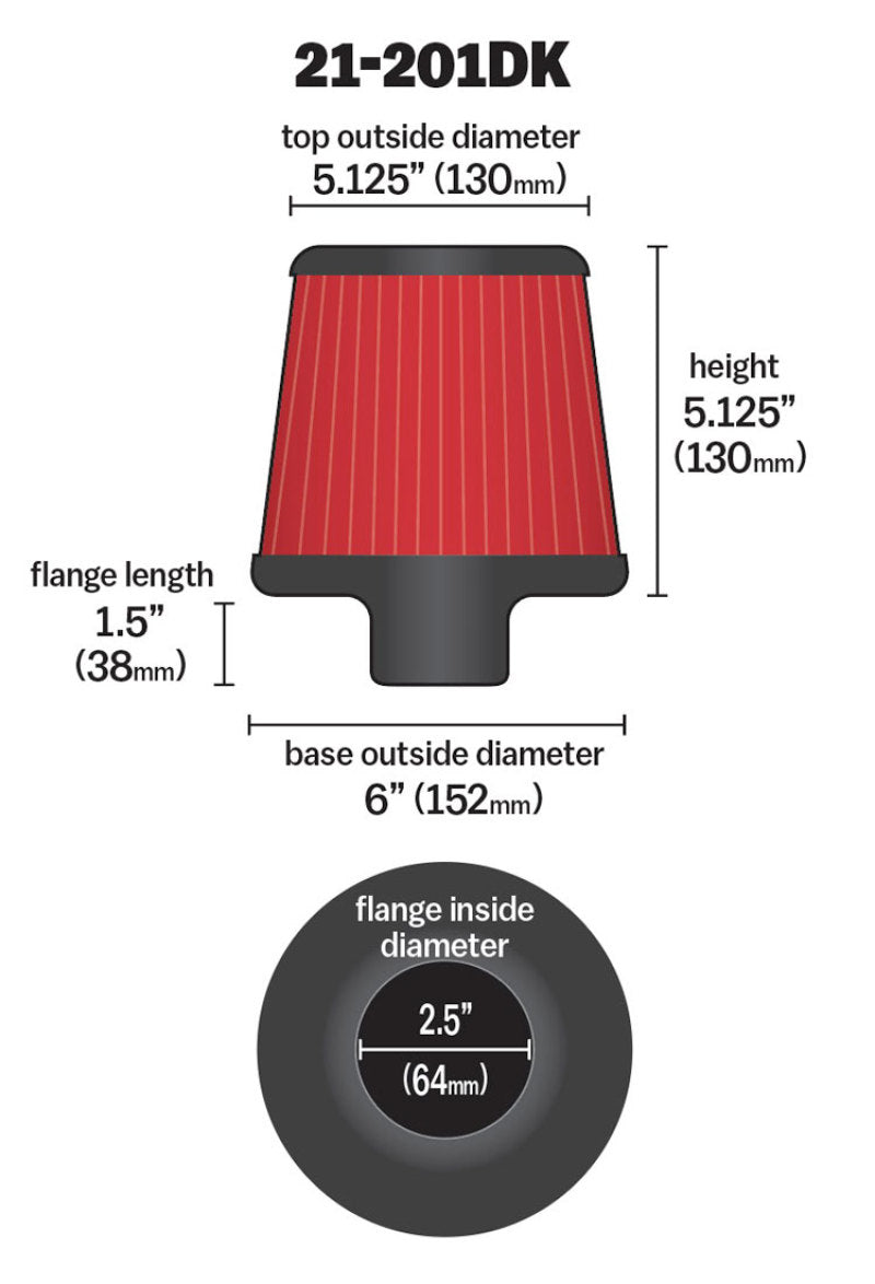 AEM Induction AEM 2.50 in Short Neck 5 in Element Filter