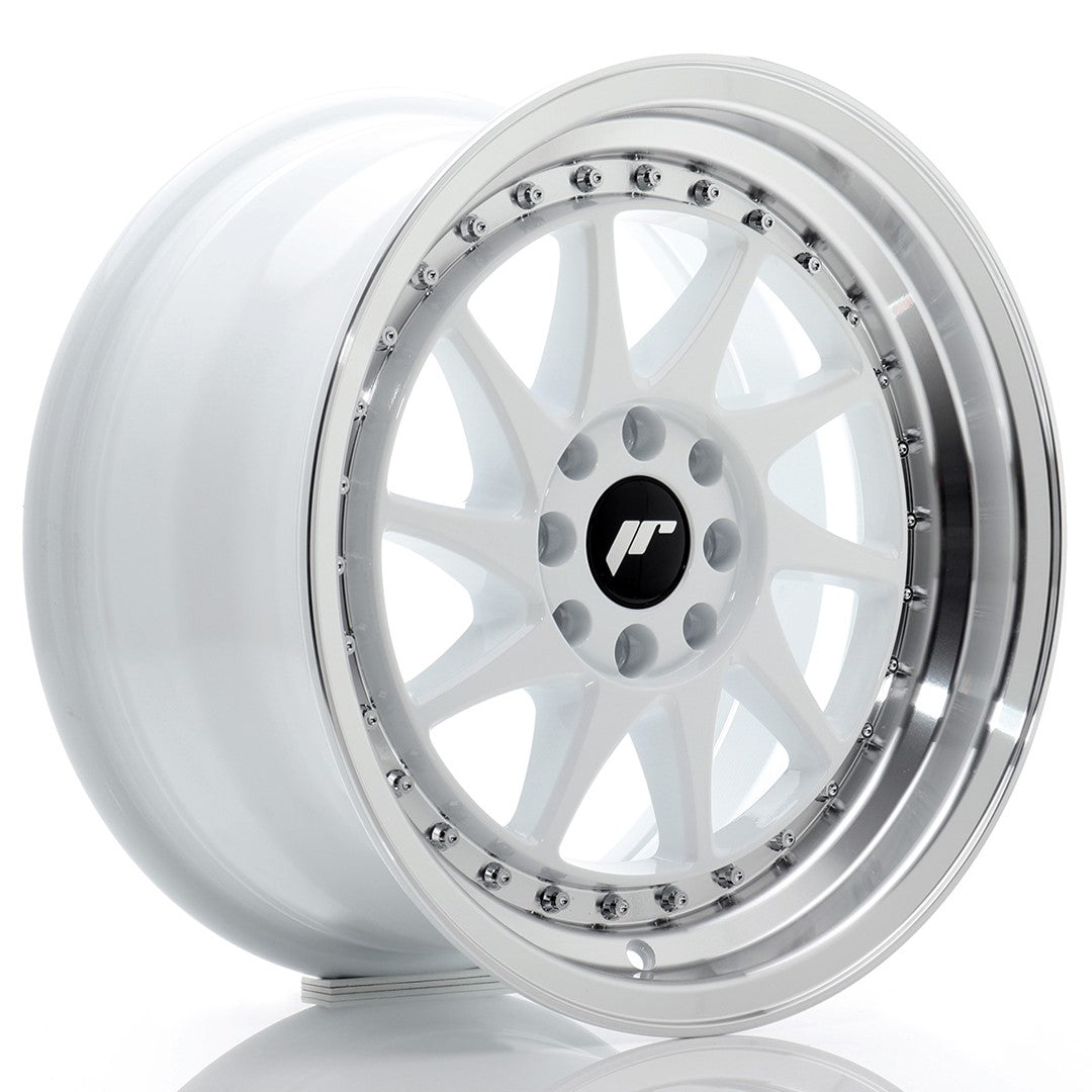 JR Wheels JR2616808H2567WL1 - JR26 16x8 ET25 4x100/108 White w/ Machined Lip