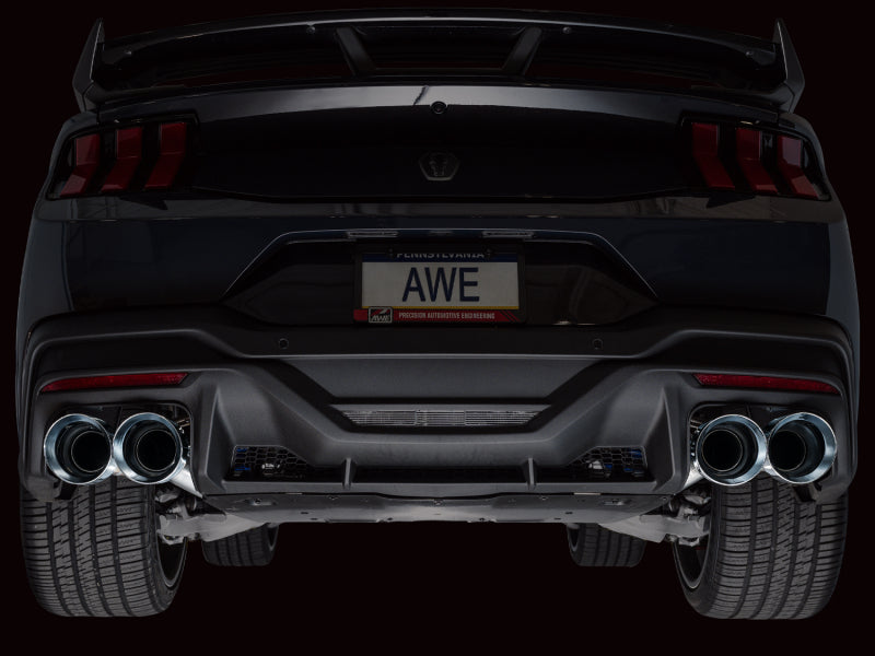 AWE Tuning AWE 2024 Ford Mustang Dark Horse S650 RWD Track Edition Cat-Back Exhaust w/ Quad Chrome Silver Tips