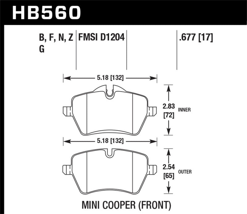 Hawk Performance Hawk 05-06 JCW R53 Cooper S & 07+ R56 Cooper S HPS Street Front Brake Pads
