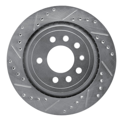 R1 Concepts R1 2008-2011 Saab 9-3X Rear Left Drilled & Slotted Silver Brake Rotor