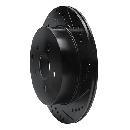 R1 Concepts R1 2003-2024 Infiniti FX37 Rear Right Drilled & Slotted Black Brake Rotor