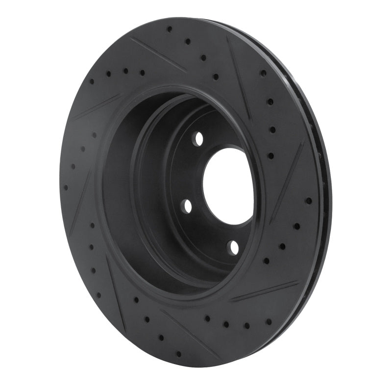 R1 Concepts R1 06-10 BMW 528I xDrive Rear Left Drilled & Slotted Black Brake Rotor
