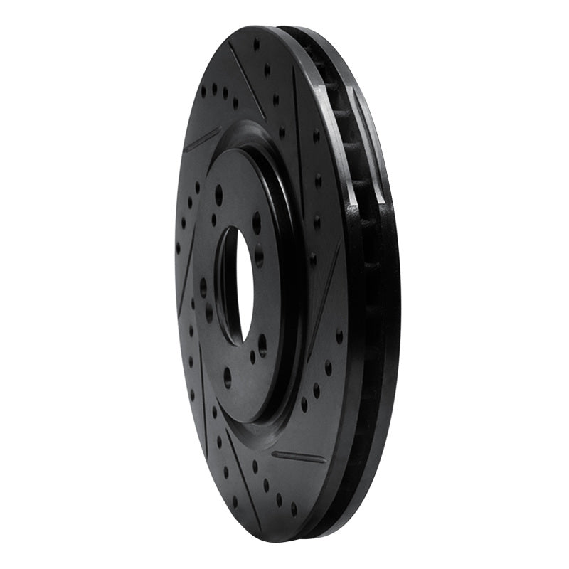 R1 Concepts R1 97-05 Acura NSX Front Right Drilled & Slotted Black Brake Rotor