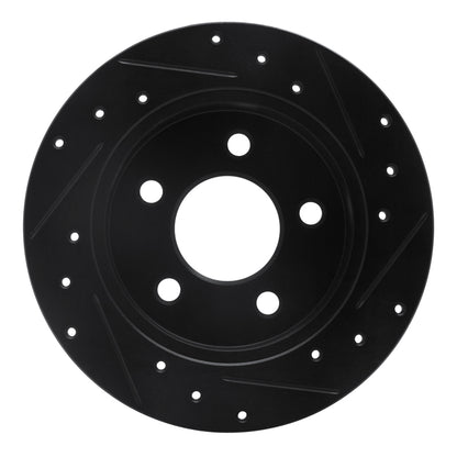 R1 Concepts R1 94-04 Ford Mustang Rear Left Drilled & Slotted Black Brake Rotor