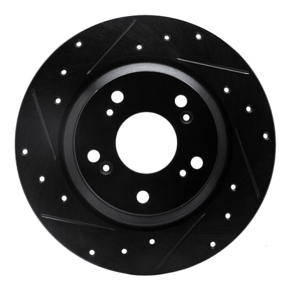 R1 Concepts R1 00-09 Honda S2000 Rear Left Drilled & Slotted Black Brake Rotor