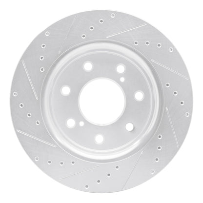 R1 Concepts R1 10-14 Ford F-150 4WD Front Right Drilled & Slotted Silver Brake Rotor