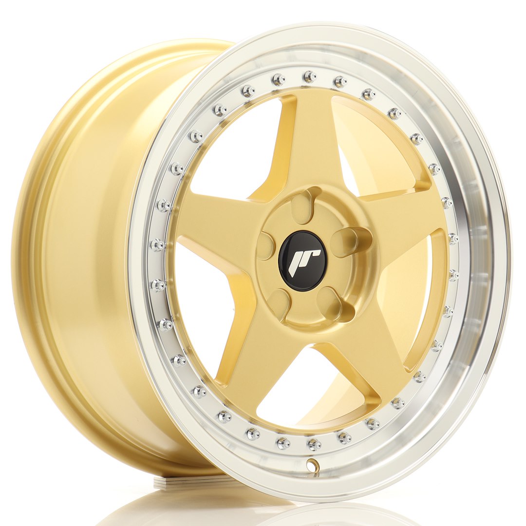 JR Wheels JR617805X2072GDL1 - JR6 17x8 ET20-35 5H BLANK Gold w/ Machined Lip