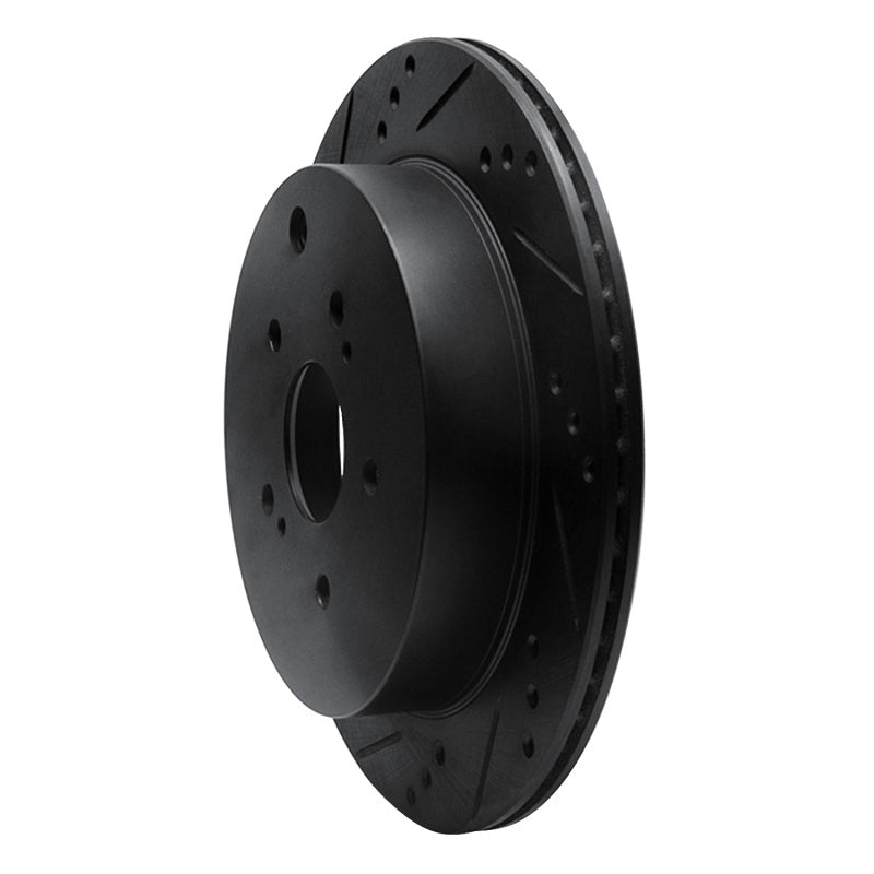 R1 Concepts R1 09-17 Suzuki Grand Vitara Rear Left Drilled & Slotted Black Brake Rotor