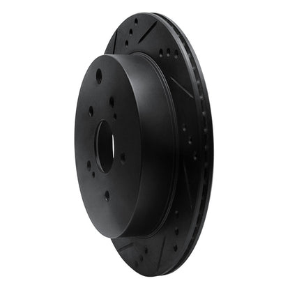 R1 Concepts R1 09-17 Suzuki Grand Vitara Rear Left Drilled & Slotted Black Brake Rotor