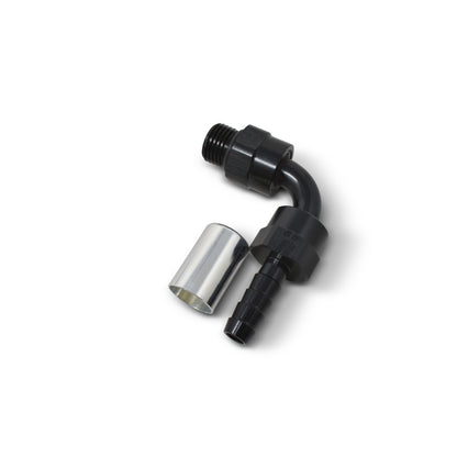Russell Hose End Crimp On 10 Sae Port Male To -8 Hose 90 Deg Swivel Blk Anodized