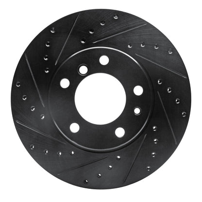 R1 Concepts R1 89-95 BMW 530I Front Left Drilled & Slotted Black Brake Rotor