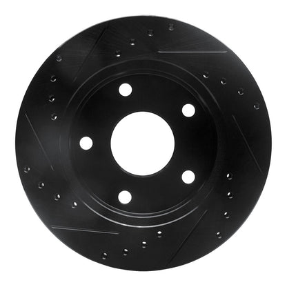R1 Concepts R1 94-99 Dodge Ram 1500 Pickup Front Right Drilled & Slotted Black Brake Rotor