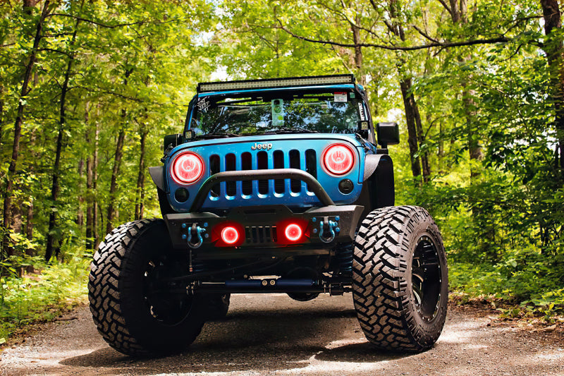 Oracle Lighting 07-09 Jeep Wrangler JK Pre-Assembled LED Halo Fog Lights -Red