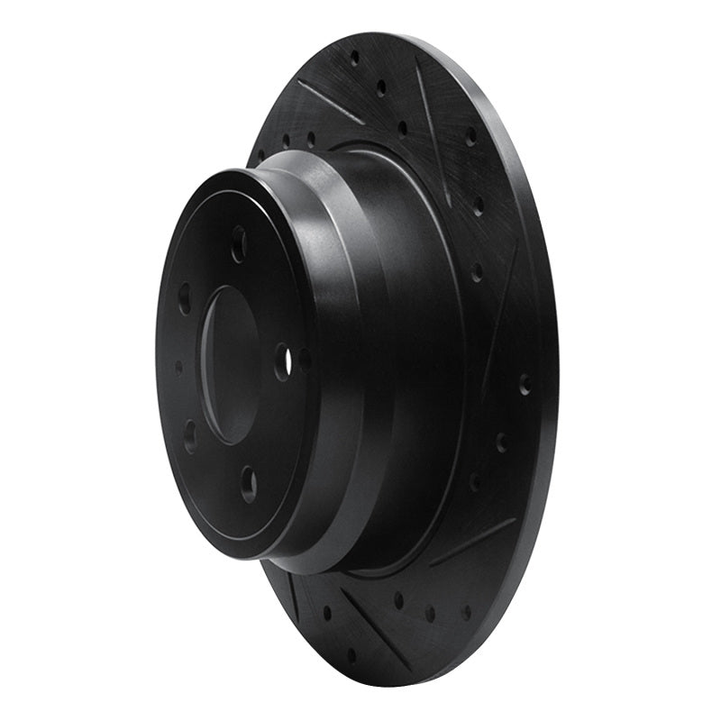 R1 Concepts R1 96-04 Volvo C70 Rear Right Drilled & Slotted Black Brake Rotor