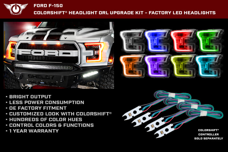 ORACLE Lighting Oracle 15-17 Ford F-150 Headlight DRL Upgrade Kit - ColorSHIFT w/o Controller
