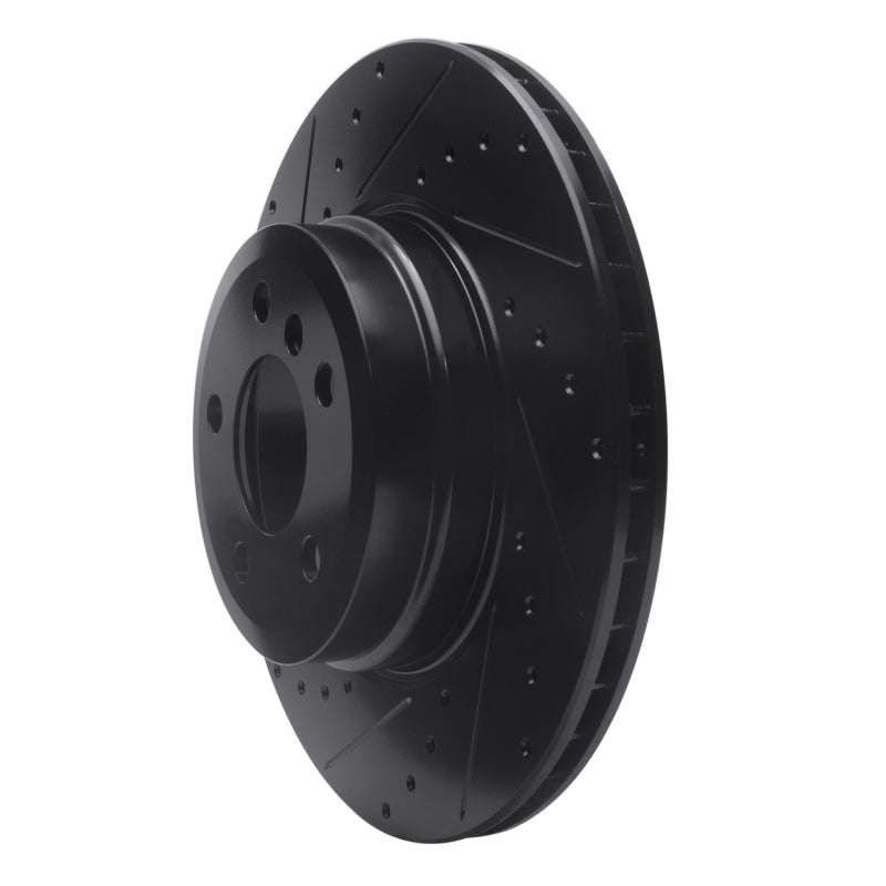 R1 Concepts R1 07-19 BMW X6 Rear Left Drilled & Slotted Black Brake Rotor