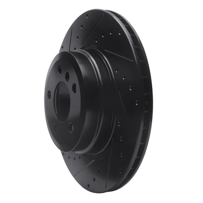 R1 Concepts R1 07-19 BMW X6 Rear Left Drilled & Slotted Black Brake Rotor
