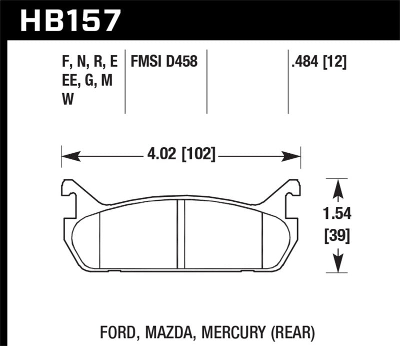Hawk Performance Hawk 91-96 Ford Escort GT / 90-93 Mazda Miata DTC-60 Rear Race Brake Pads