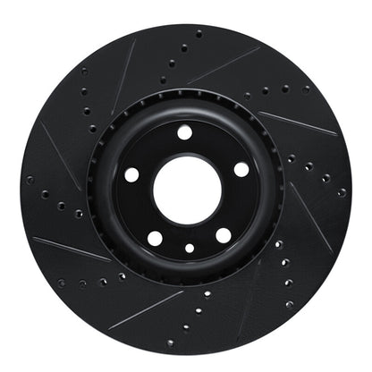 R1 Concepts R1 14-19 Chevrolet Corvette Front Right Drilled & Slotted Black Brake Rotor