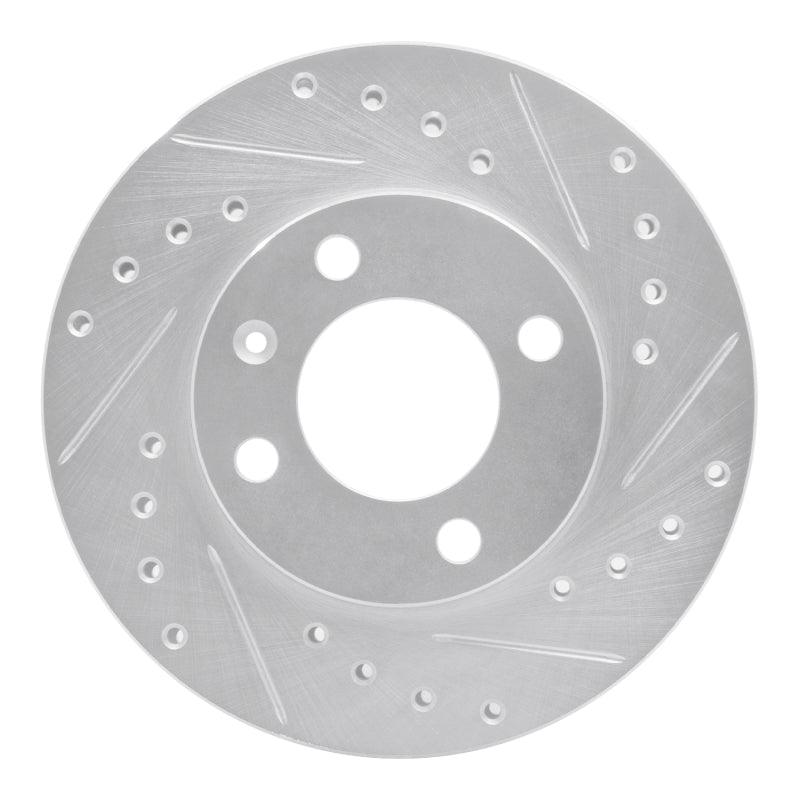 R1 Concepts R1 80-08 Audi 4000 Front Right Drilled & Slotted Silver Brake Rotor