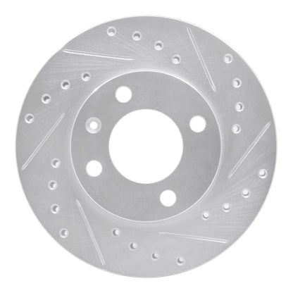 R1 Concepts R1 80-08 Audi 4000 Front Right Drilled & Slotted Silver Brake Rotor