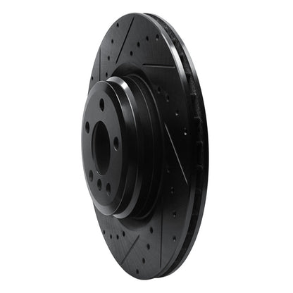 R1 Concepts R1 09-19 BMW 750LI Rear Left Drilled & Slotted Black Brake Rotor