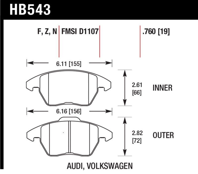 Hawk Performance Hawk 06-11 Audi A3 2.0L Base Front ER-1 Brake Pads