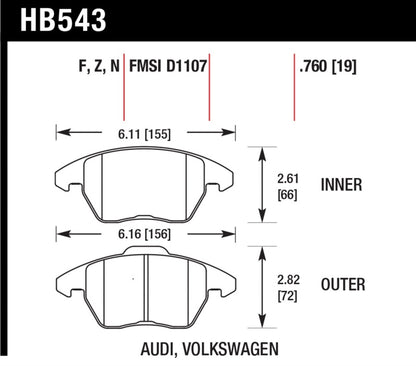 Hawk Performance Hawk Audi A3 Quattro / VW EOS / Golf / Jetta / Passat / Rabbit Performance Ceramic Front Brake Pads