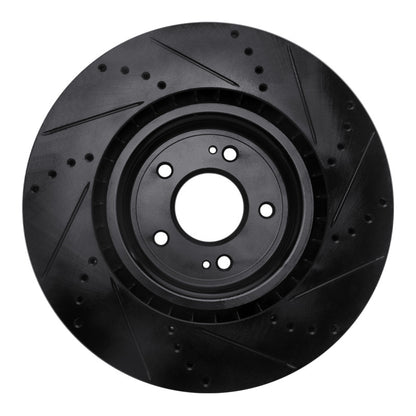 R1 Concepts R1 08-15 Mitsubishi Lancer Front Left Drilled & Slotted Black Brake Rotor