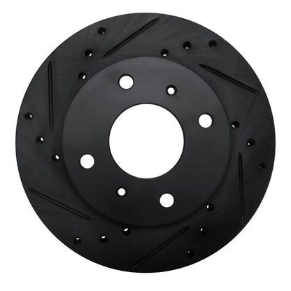 R1 Concepts R1 85-89 Nissan STANZA Front Left Drilled & Slotted Black Brake Rotor