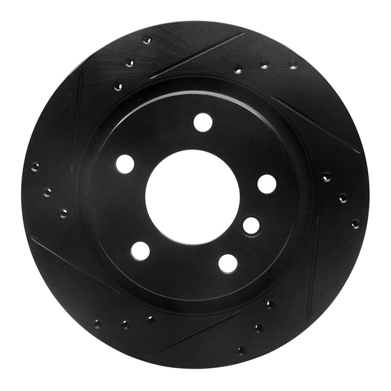 R1 Concepts R1 99-06 BMW 323I Rear Left Drilled & Slotted Black Brake Rotor