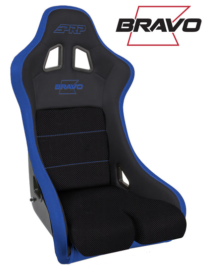 PRP Seats PRP Bravo Composite Seat- Black/Blue (PRP Blue Outline/Bravo Blue- Blue Stitching)