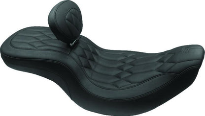 Mustang Motorcycle Mustang 08-21 Harley FL Touring Driver Backrest Kit Regal w/Black Pearl Studs- Black