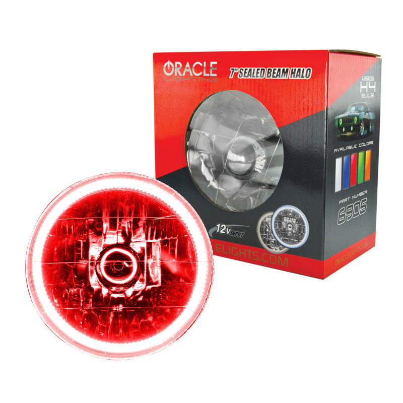 ORACLE Lighting Oracle Pre-Installed Lights 7 IN. Sealed Beam - Red Halo