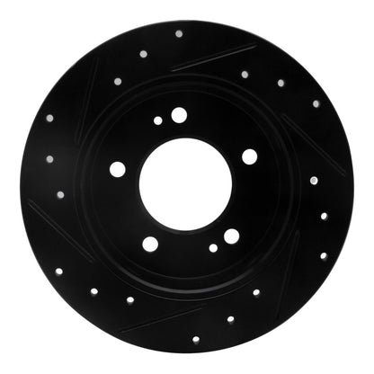 R1 Concepts R1 11-25 Hyundai Elantra Coupe Rear Right Drilled & Slotted Black Brake Rotor