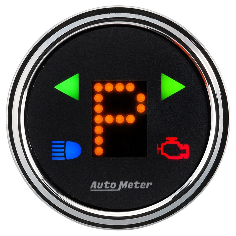 Autometer Designer 2-1/16in Chrome Domed Lens Black Dial PRNDL Gauge