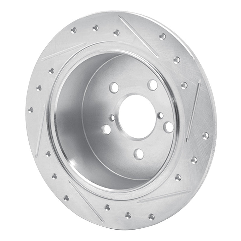 R1 Concepts R1 05-09 Subaru Outback Rear Left Drilled & Slotted Silver Brake Rotor