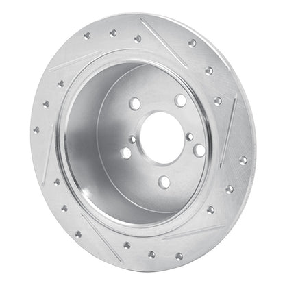 R1 Concepts R1 05-09 Subaru Outback Rear Left Drilled & Slotted Silver Brake Rotor